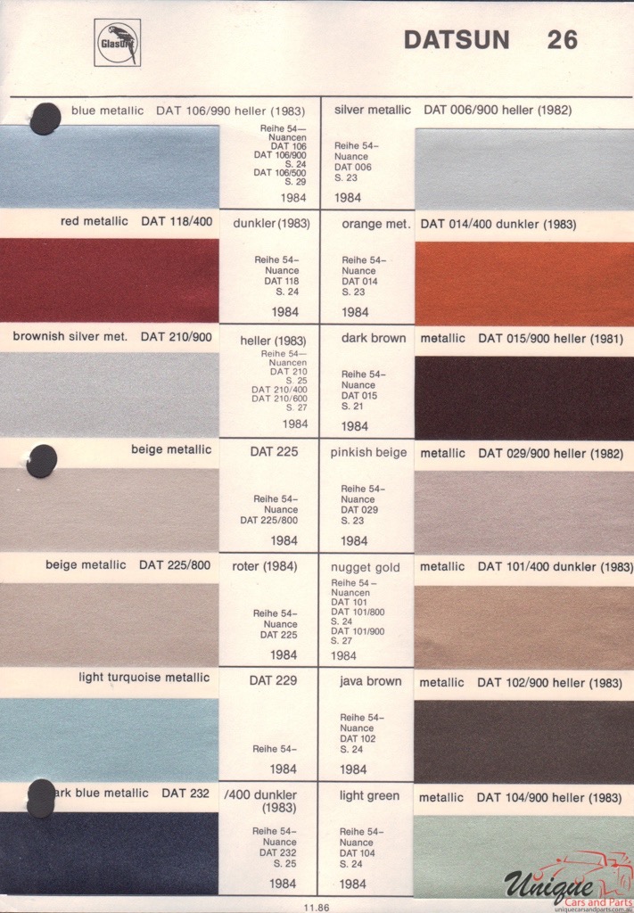 1984 Datsun Paint Charts Glasurit 4